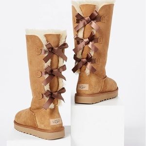 NIB‎ UGG® Bailey Bow Suede Tall Water-Resistant Cold Weather Boots